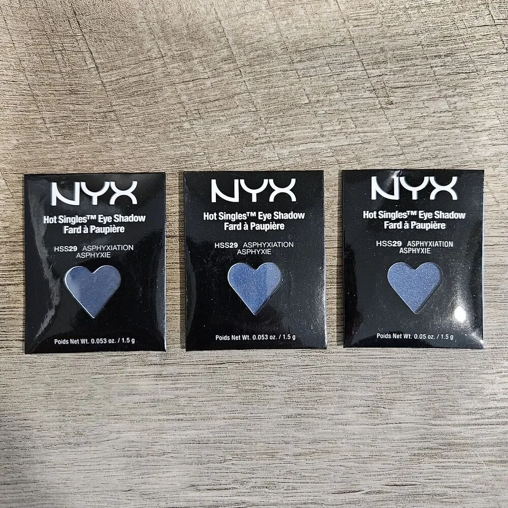 Lot of 3 NYX Hot Singles Eye Shadow Refills - HSS26 Asphyxiation Blue NEW